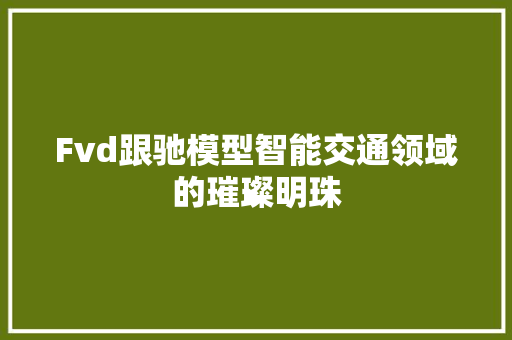 Fvd跟驰模型智能交通领域的璀璨明珠 必应SEO