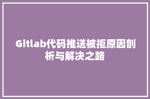Gitlab代码推送被拒原因剖析与解决之路 百度SEO