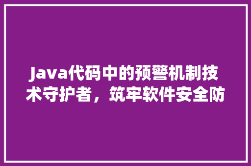 Java代码中的预警机制技术守护者，筑牢软件安全防线 网站建设公司