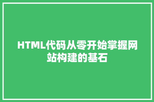 HTML代码从零开始掌握网站构建的基石 HTML代码从零开始掌握网站构建的基石 神马SEO