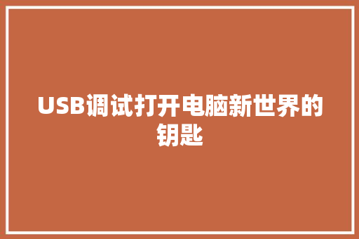 USB调试打开电脑新世界的钥匙 百度SEO