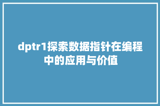 dptr1探索数据指针在编程中的应用与价值 搜狗SEO