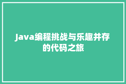 Java编程挑战与乐趣并存的代码之旅 百度SEO