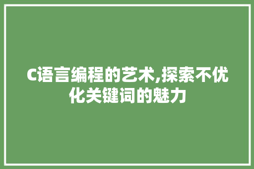 C语言编程的艺术,探索不优化关键词的魅力 网站建设公司