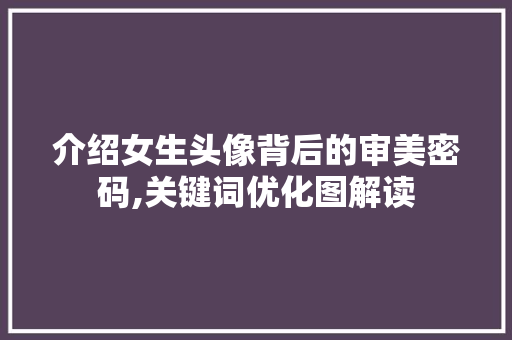 介绍女生头像背后的审美密码,关键词优化图解读 网站建设公司