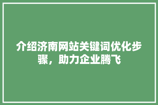 介绍济南网站关键词优化步骤，助力企业腾飞