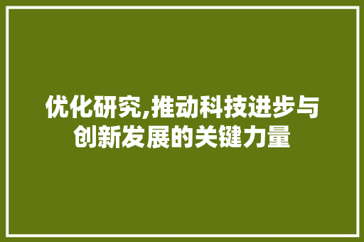 优化研究,推动科技进步与创新发展的关键力量 搜狗SEO