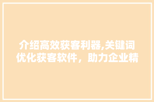 介绍高效获客利器,关键词优化获客软件，助力企业精准触达目标客户 搜狗SEO