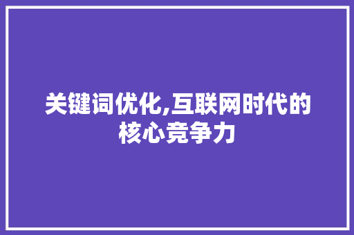 关键词优化,互联网时代的核心竞争力 搜狗SEO