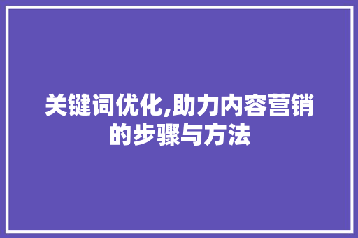 关键词优化,助力内容营销的步骤与方法 必应SEO