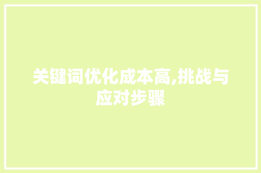 关键词优化成本高,挑战与应对步骤 必应SEO