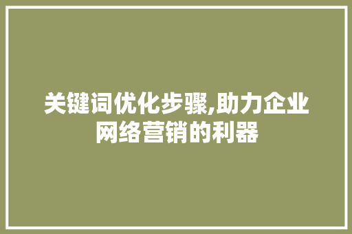 关键词优化步骤,助力企业网络营销的利器 百度SEO