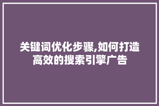 关键词优化步骤,如何打造高效的搜索引擎广告 百度SEO