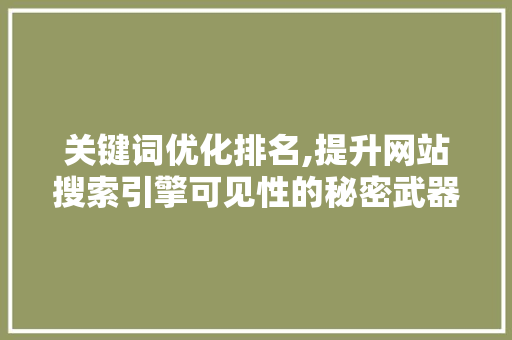 关键词优化排名,提升网站搜索引擎可见性的秘密武器 搜狗SEO