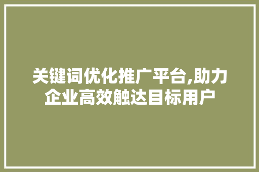 关键词优化推广平台,助力企业高效触达目标用户 搜狗SEO
