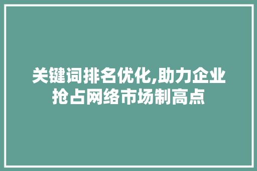 关键词排名优化,助力企业抢占网络市场制高点 网站建设公司