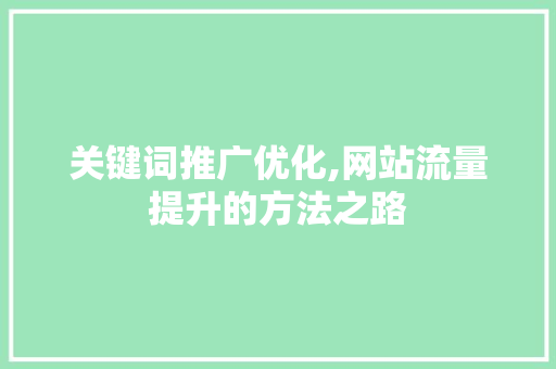 关键词推广优化,网站流量提升的方法之路 百度SEO