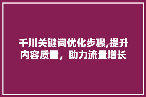 千川关键词优化步骤,提升内容质量，助力流量增长 网站建设公司