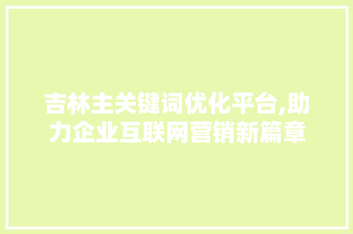 吉林主关键词优化平台,助力企业互联网营销新篇章 网站建设公司