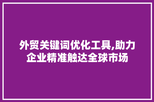 外贸关键词优化工具,助力企业精准触达全球市场 神马SEO