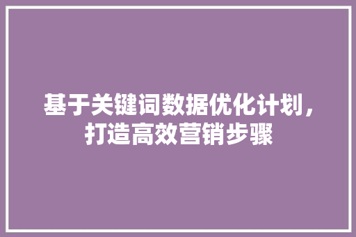 基于关键词数据优化计划，打造高效营销步骤 百度SEO