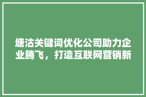 塘沽关键词优化公司助力企业腾飞，打造互联网营销新格局 搜狗SEO