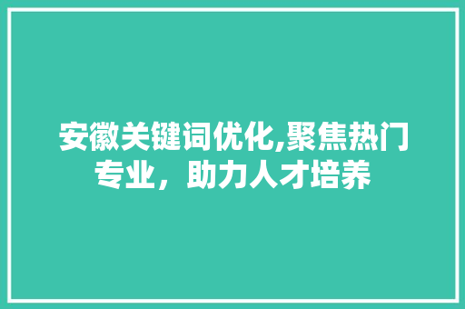 安徽关键词优化,聚焦热门专业，助力人才培养 网站建设公司