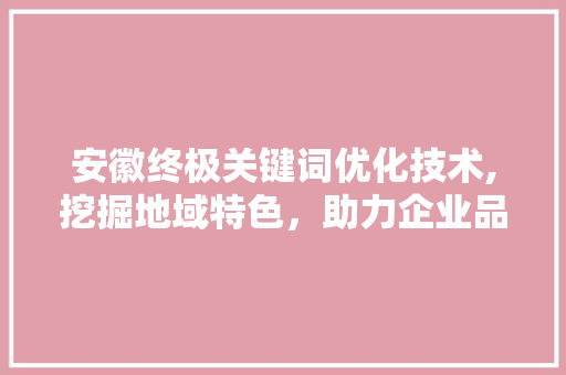 安徽终极关键词优化技术,挖掘地域特色，助力企业品牌腾飞
