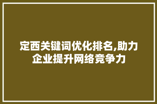 定西关键词优化排名,助力企业提升网络竞争力 神马SEO