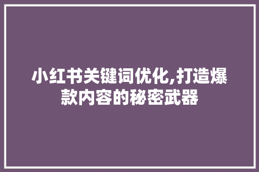 小红书关键词优化,打造爆款内容的秘密武器 必应SEO