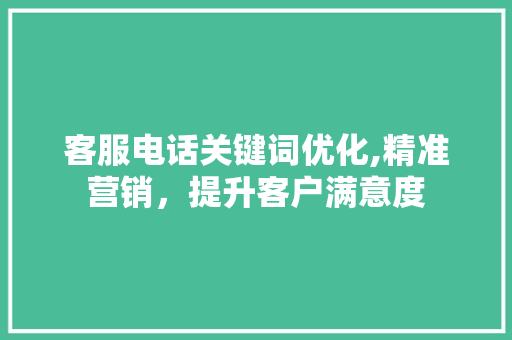 客服电话关键词优化,精准营销，提升客户满意度 网站建设公司