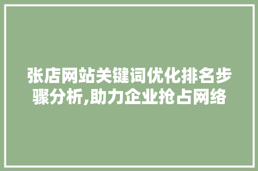 张店网站关键词优化排名步骤分析,助力企业抢占网络市场制高点 网站建设公司