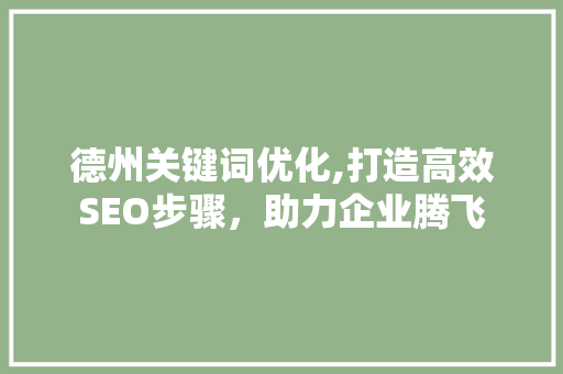 德州关键词优化,打造高效SEO步骤，助力企业腾飞 百度SEO