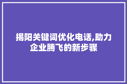 揭阳关键词优化电话,助力企业腾飞的新步骤 百度SEO
