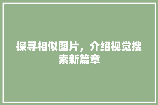 探寻相似图片，介绍视觉搜索新篇章 神马SEO