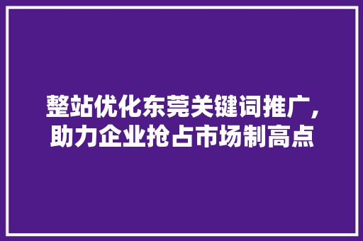 整站优化东莞关键词推广,助力企业抢占市场制高点 神马SEO