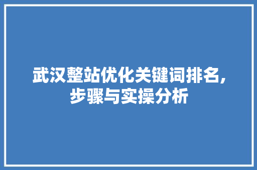 武汉整站优化关键词排名,步骤与实操分析 神马SEO