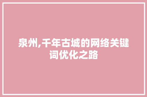 泉州,千年古城的网络关键词优化之路