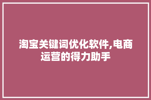 淘宝关键词优化软件,电商运营的得力助手