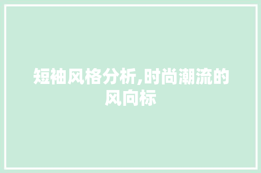 短袖风格分析,时尚潮流的风向标