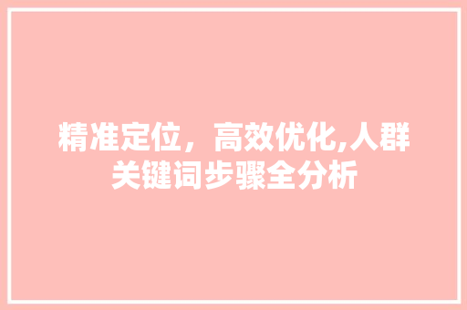 精准定位，高效优化,人群关键词步骤全分析 神马SEO