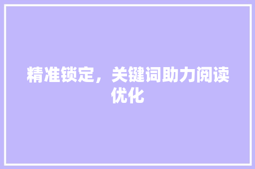 精准锁定，关键词助力阅读优化 百度SEO