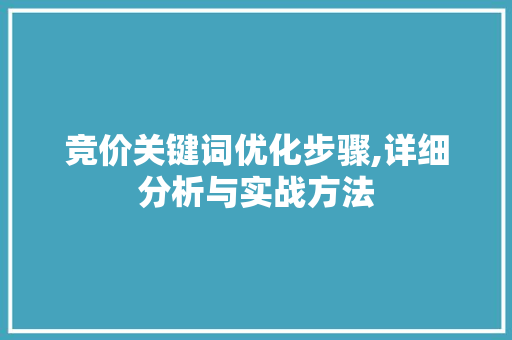 竞价关键词优化步骤,详细分析与实战方法 必应SEO