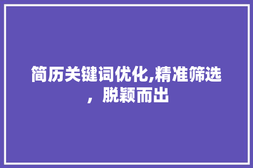 简历关键词优化,精准筛选，脱颖而出 必应SEO