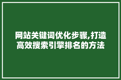 网站关键词优化步骤,打造高效搜索引擎排名的方法 百度SEO