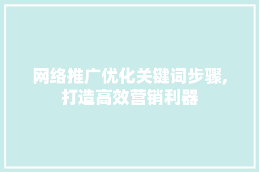 网络推广优化关键词步骤,打造高效营销利器 必应SEO