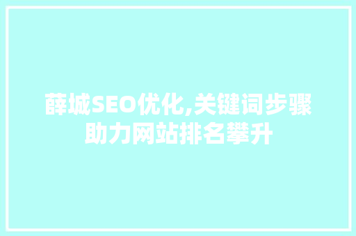 薛城SEO优化,关键词步骤助力网站排名攀升 百度SEO