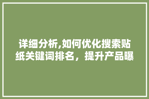 详细分析,如何优化搜索贴纸关键词排名，提升产品曝光度