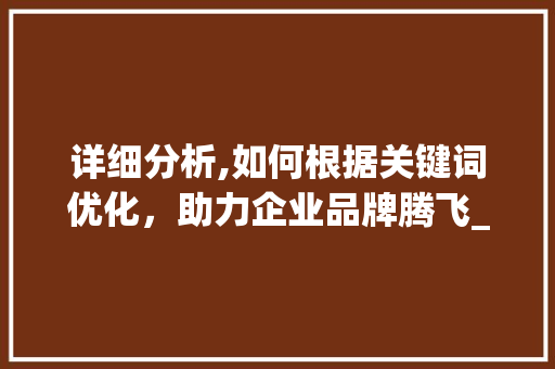 详细分析,如何根据关键词优化，助力企业品牌腾飞_以XX公司为例 搜狗SEO