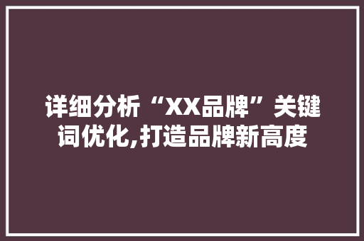 详细分析“XX品牌”关键词优化,打造品牌新高度